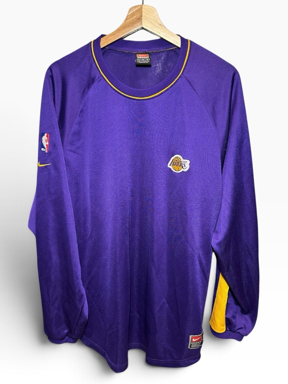 VTG TEAM NIKE LOS ANGELES LAKERS LONG SLEEVE WARM UP SHOOTING SHIRT JERSEY L